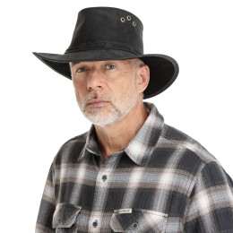 bushman pánsky kožený klobúk čierný