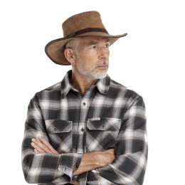 bushman pánsky kožený klobúk hnedý